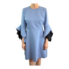 Robe ROKSANDA ILINCIC Dos Nu Manches Longues - Taille XS, Bleu Marine/crème, Drapée, Neuve Sans étiquettes