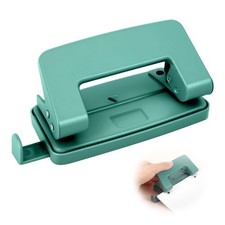 Metal Green Two Hole Punch Adjustable Manual Paper Puncher 8 Sheets