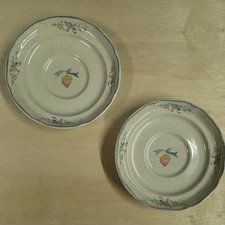 Vintage International China Stoneware Marmalade Strawberry Goose Ribbon Saucers