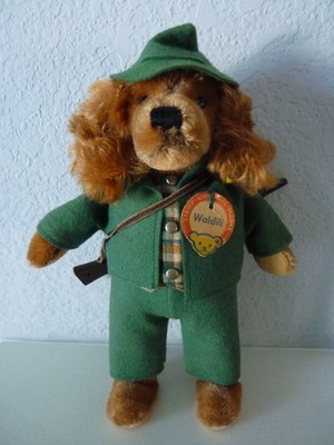Vintage STEIFF Stuffed Collectible Toy Waldili the Dachshund Hunter Dog 9''