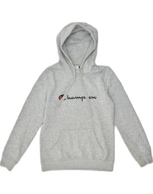 CHAMPION Herren Grafik Hoodie Pullover Small Grau Baumwolle AO75