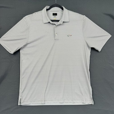 Greg Norman ML75 Play Dry Polo Shirt Mens XL Gray White Striped Golf Performance