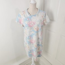 Polo Ralph Lauren Dress XL White Blue Pink Floral T Shirt Garden Roses Knee