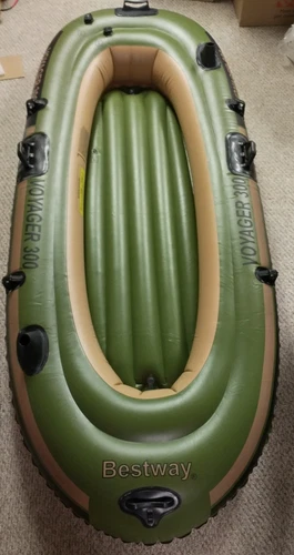 Bestway Voyager 300 Inflatable Green Fishing Boat Lake Raft Unused Tested 96"