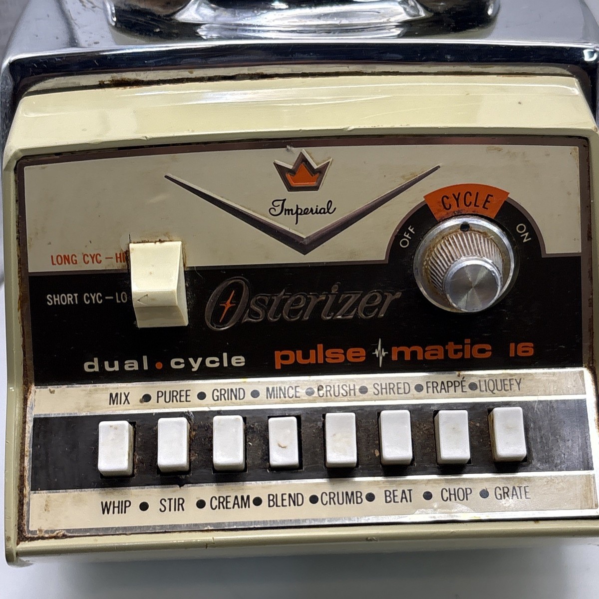 VINTAGE IMPERIAL OSTERIZER GLASS BLENDER PULSE MATIC 16 DUAL CYCLE
