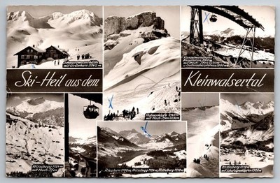 Ansichtskarte Ski-Heil aus dem Kleinwalstertal Echtfoto