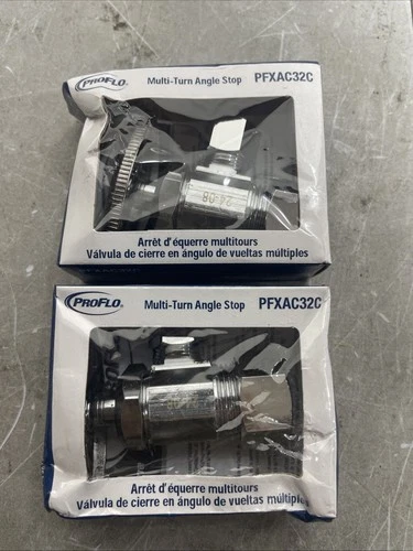 2 Pack ProFlo PFXAC32C Chrome 5/8" X 3/8" Angle Supply Compression Stop - Picture 1 of 3