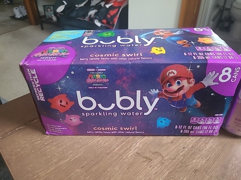 bubly Sparkling Water, The Super Mario Galaxy Movie 12 Fl Oz (Pack of 8) 