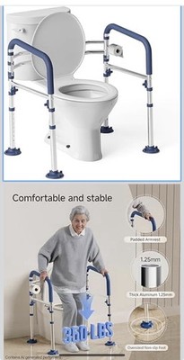 Toilet Safety Frame for Seniors, Adjustable Toilet Safety Rail | Height& Blue