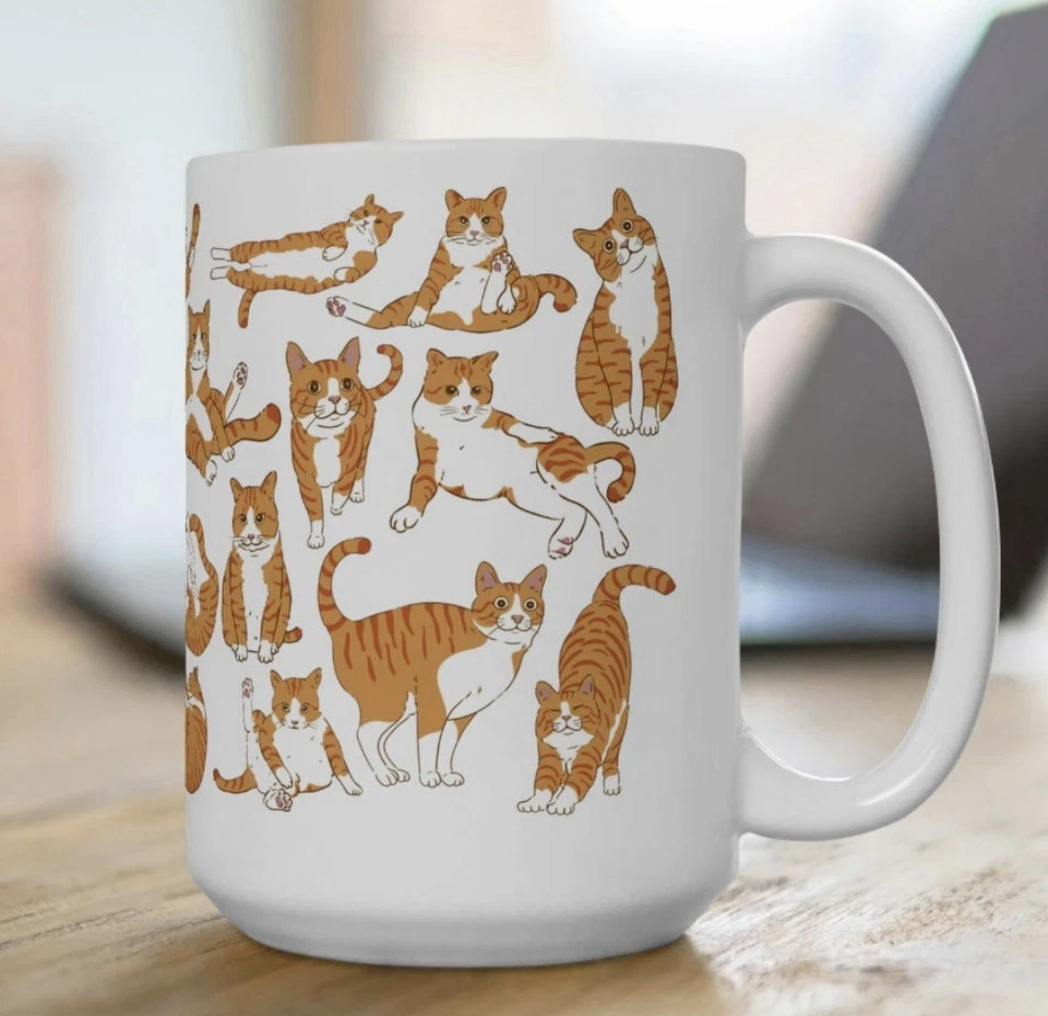 Funny Orange Cat Mug -11 & 15oz Cat Coffee Mug Orange Tabby Cat Lover Gift Ideas - Image 4 of 4