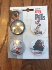 THE SECRET LIFE OF PETS 4 Set BUTTON Ships N 24h