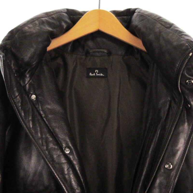 Paul Smith Lamb Leather Down Jacket Zip Up Hood Missing Pp-Mn 