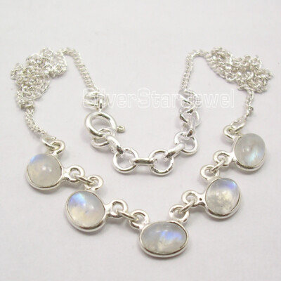 HOT DEALS Blue Rainbow Moonstone Necklace cm 925