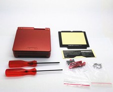 GBA SP Game Boy Advance SP Replacement Housing Shell Screen Lens Flame Red USA 
