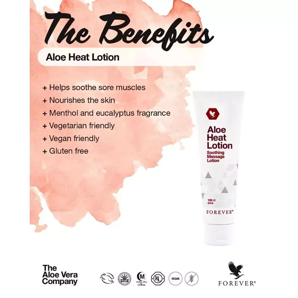 3er Pack Forever Living Aloe HEAT LOTION 118 ML Beruhigende Massagelotion - Bild 2 von 3
