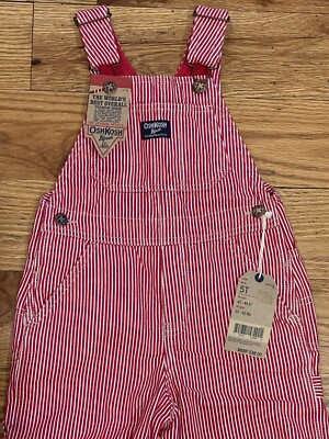 NWT VINTAGE OSHKOSH B'GOSH RED WHITE STRIPE VESTBAK TRAIN