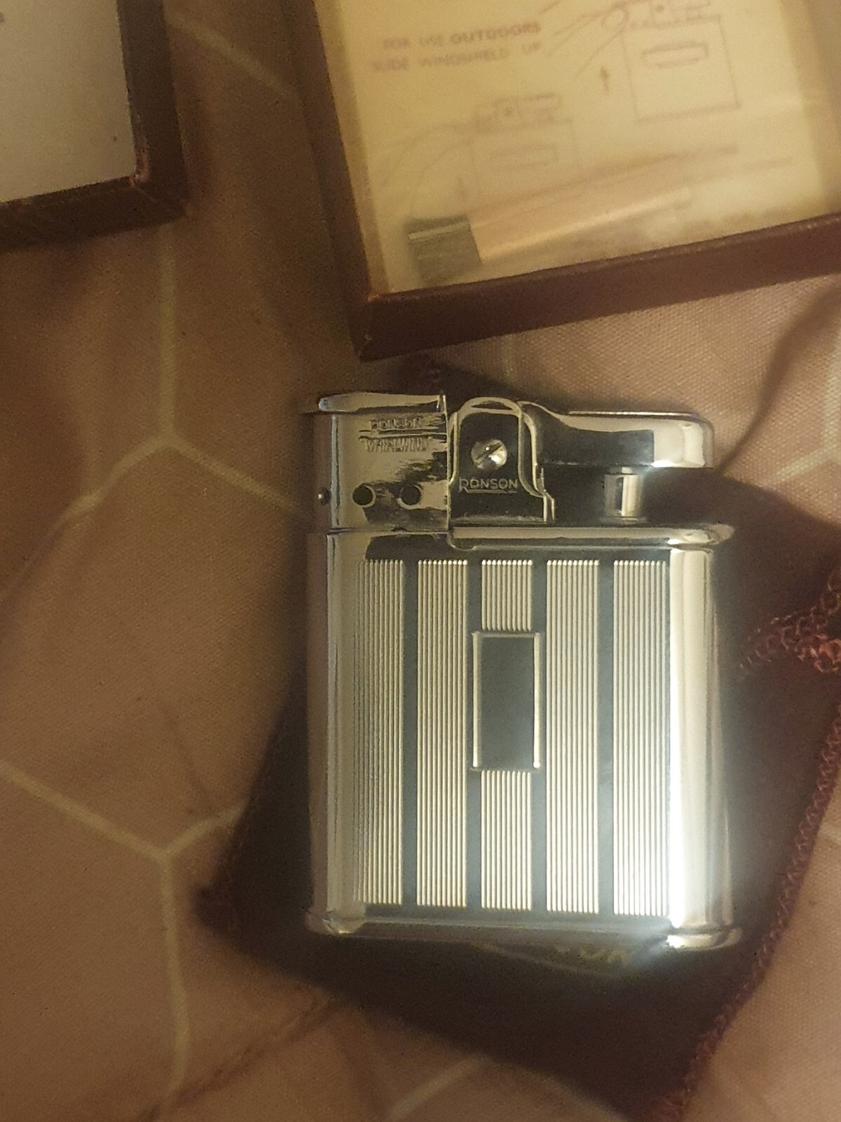 Ronson Whirlwind Lighter with Box and pouch Showroom Condition 1957