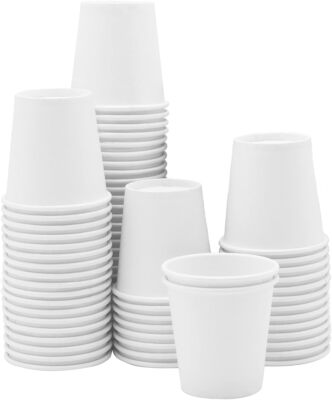 GUSTO [3 oz. - 100 Count] Small Paper Cups, Disposable Mini White - 100 