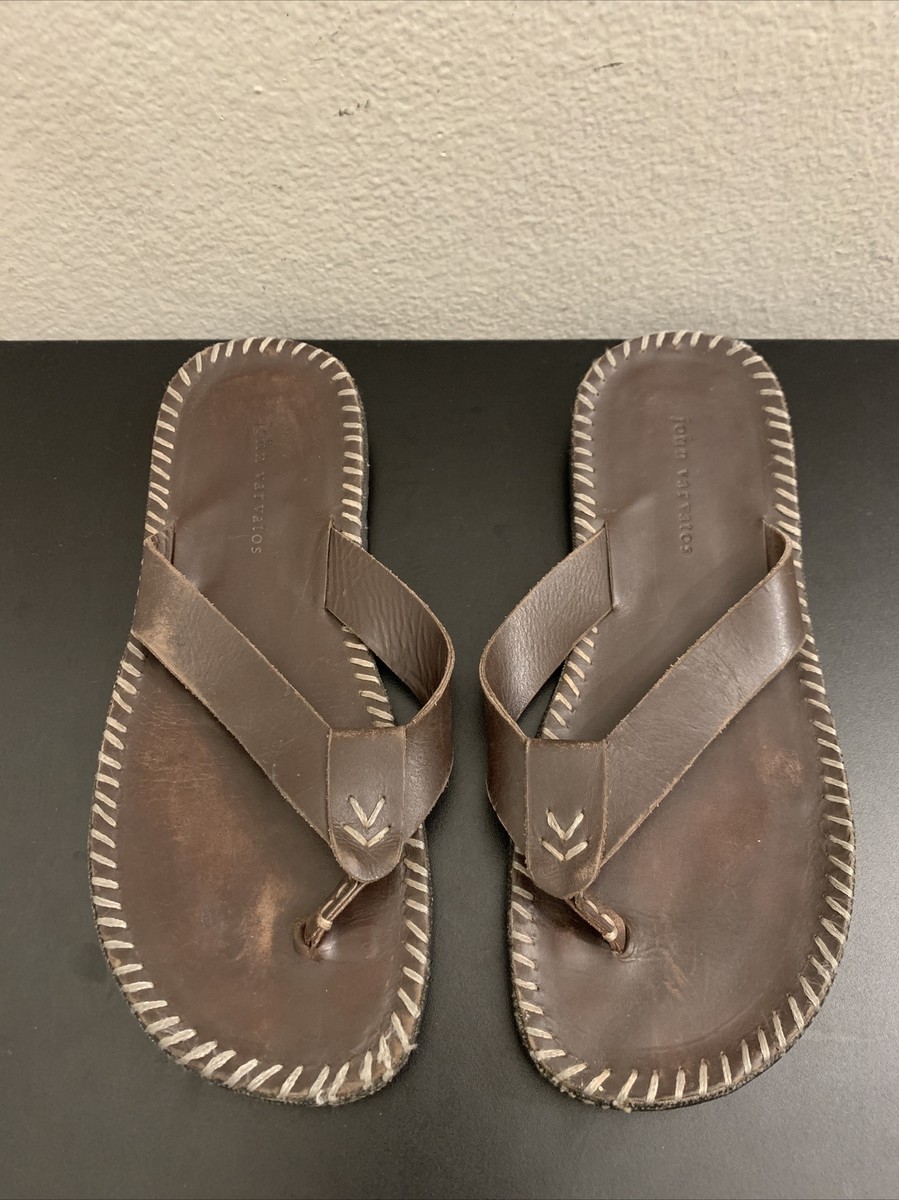 JOHN VARVATOS BROWN LEATHER THONG SANDALS SZ 10 M | eBay display picture 1