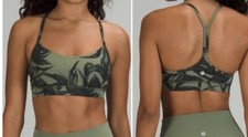 Lululemon Flow Y Nulu Botanical Bloom Green Light Support A-C Cups Bra, 4