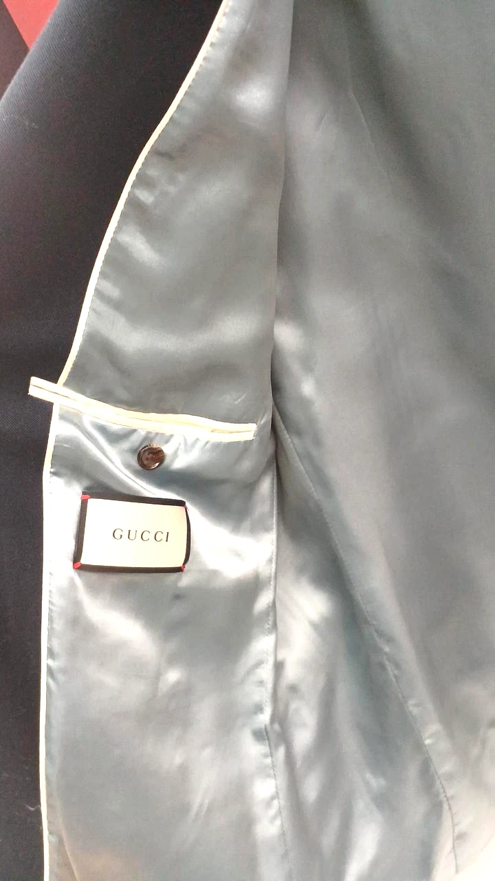Gucci Panther Back Patch Design Il CIECO PER AMORE Navy Tailored Jacket 446597