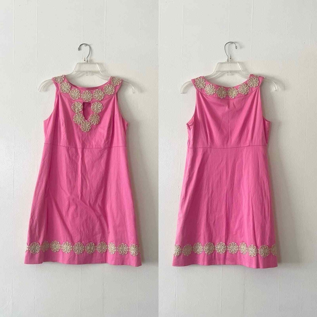 Lilly Pulitzer Hot Pink Gold Applique Keyhole Shift Dress | eBay