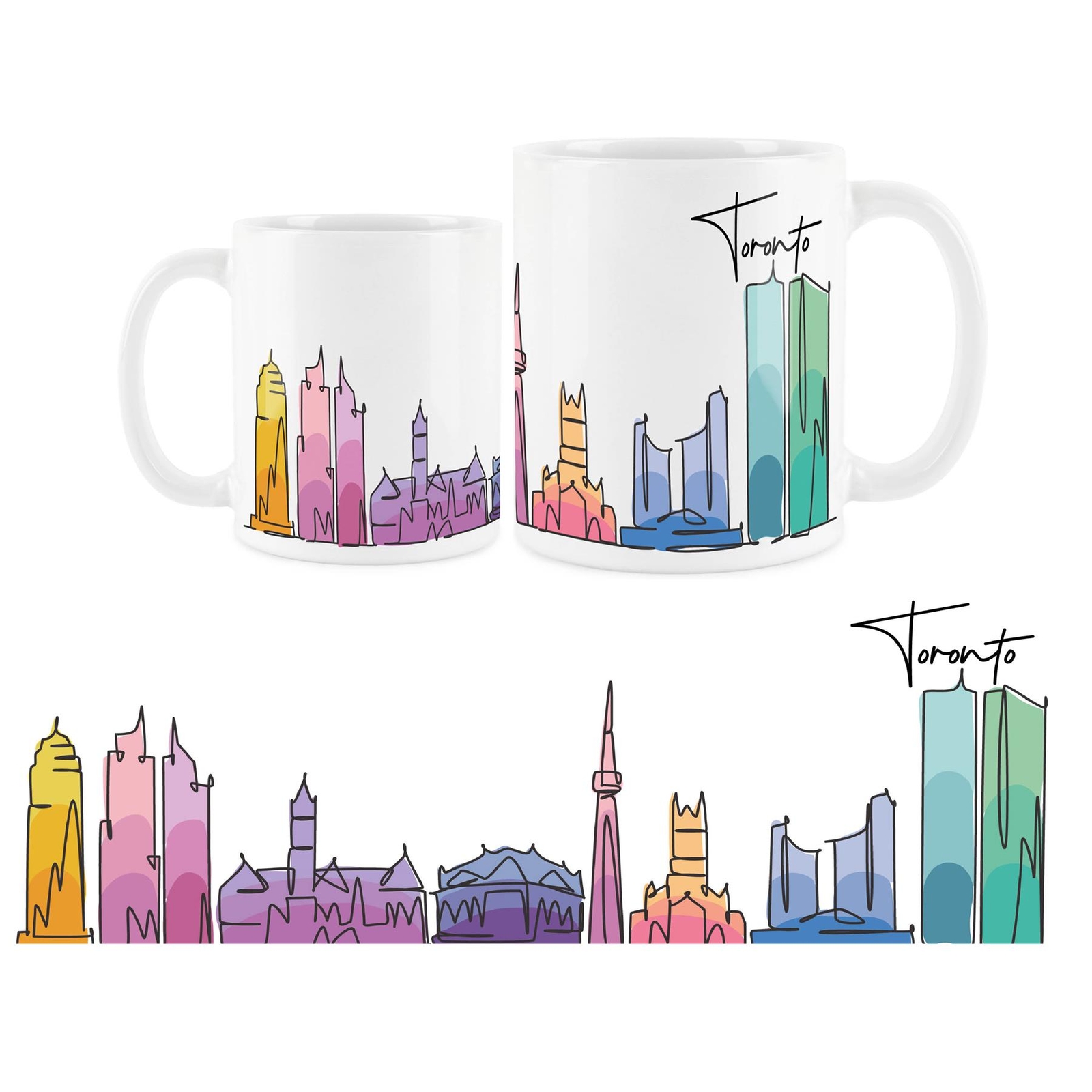 Toronto Mug - Colourful City Skyline Ceramic Tea/Coffee Cup for Travel Lovers