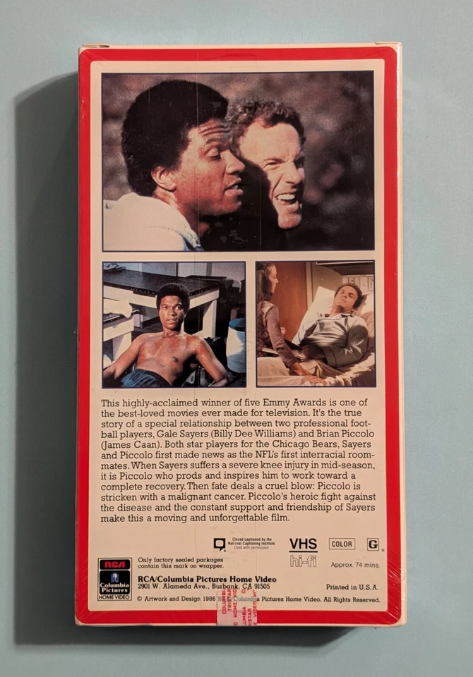 Brian's Song (1986 VHS) RCA 80s Billy Dee Williams James Caan Football - Sealed - Image 2 of 4