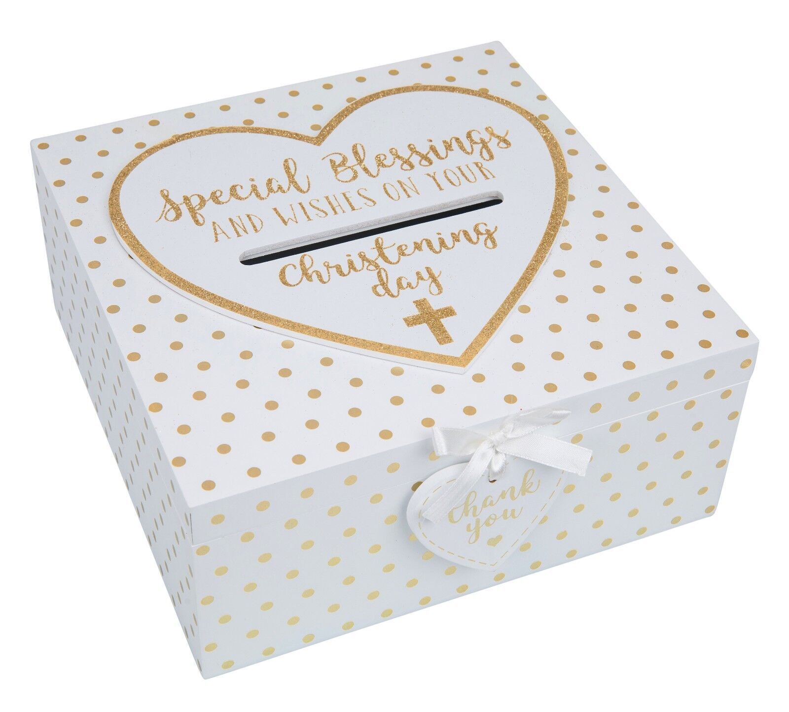 Christening Keepsake Card Box - Special Blessings & Wishes Gift