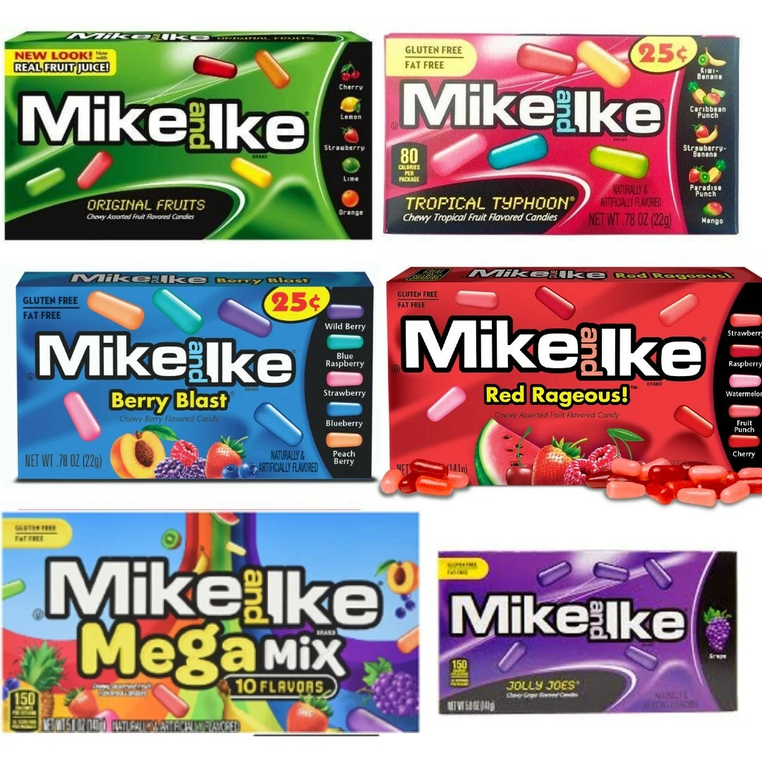 MIKE AND IKE 22g 6 FLAVOURS ORIGINAL red rageous BERRY TROPICAL