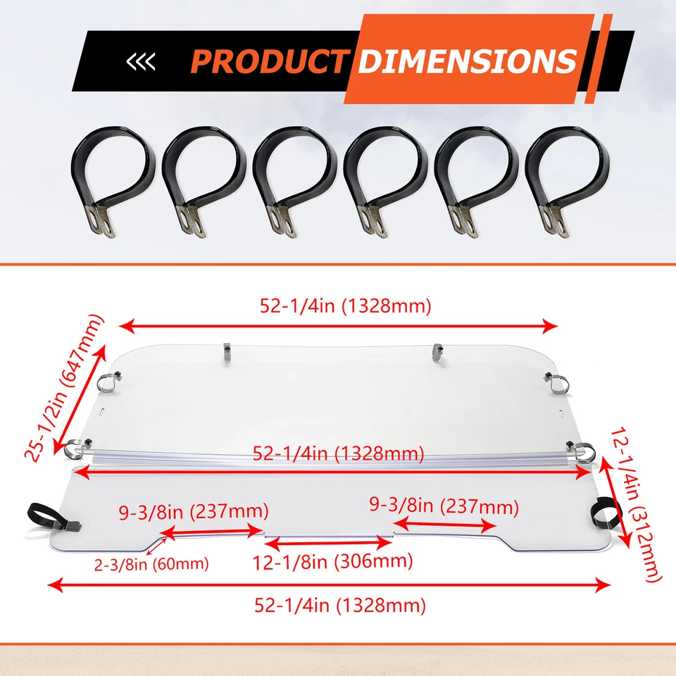 Parabrisas delantero plegable transparente para Kawasaki Mule 3010 2005-2013 Foto 3 de 4