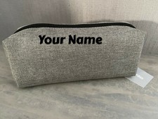 BNWT Personalised Anko Small Tubular Grey Pencil Case Makeup Purse 9 x 21cm