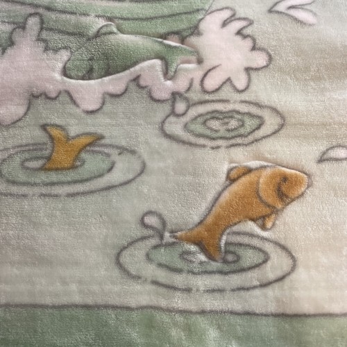 Baby Blanket Fleece Soft 40x54” Sail Boat Fish Ocean Stars Light Green Yellow - Picture 4 of 8