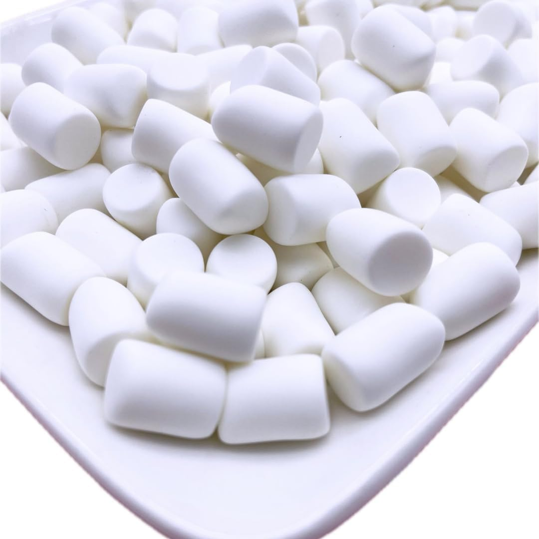 50Pc White Fake Marshmallow Decor Set - Hard Resin Mini Craft Supplies