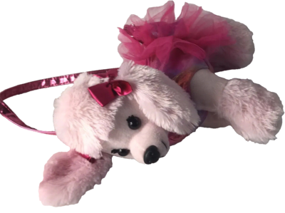 Poochie & Co. Girls Pink Metallic Irridescent Plush Poodle Dog Zip