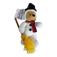 DISNEY STORE SNOWMAN POOH 8" DISNEY BEAN BAG PLUSH TOY