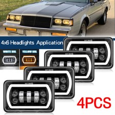 4pcs 4x6 Led Headlight Halo Angel Drl For 1982-1987 Buick Regal Grand National