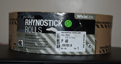 Rhynostick White Line P 40 Grit Sandpaper Roll Self Adhesive 2.75'' X 27.25 Yd