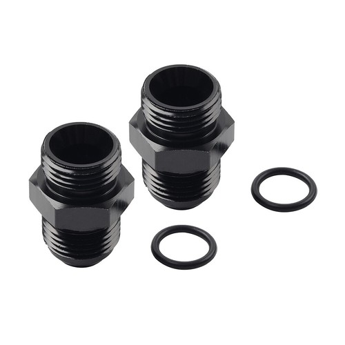 2Pcs Aluminum Black AN10 Flare to 8AN ORB Male fitting Adapter with O-Rings - Picture 2 of 11