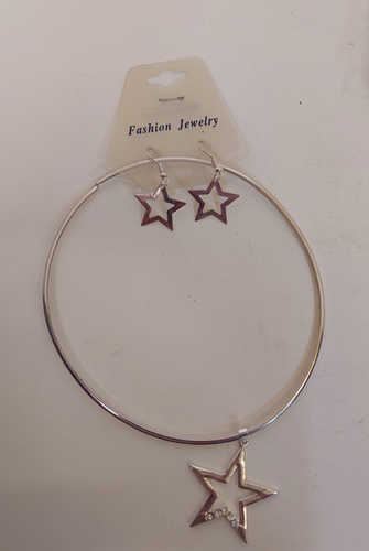 New Unbranded Jewelry Earrings & Necklace Set "Star w/Slide Chain" - Picture 2 of 3