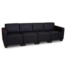 Couch Modular 4-Sitzer Sofa Lyon, Kunstleder schwarz