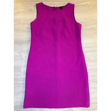 Ann Taylor Magenta Pink Sleeveless Sheath Dress Wavy Seams Size 6 Full Back Zip