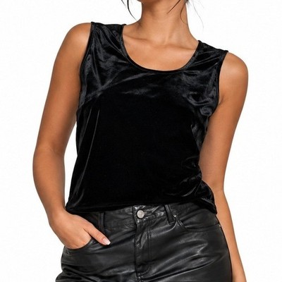 Clothing Co Tank Top Womens 3X Black Velvet Sleeveless Scoop Neck Goth Grunge