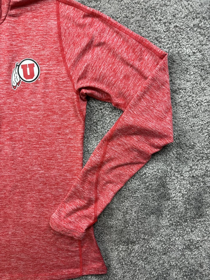 Utah Utes Shirt Womens Small Red NCAA Football Nike Dri Fit Quarter Zip Pullover - Image 2 of 4
