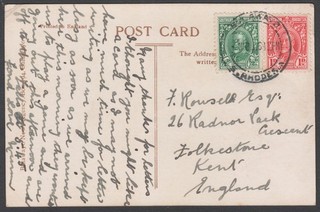 Southern Rhodesia 1936 KGV 1d ½d Bulawayo Post Office Picture Postcard to Kent