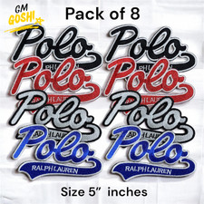 Polo Ralph Words Embroidered Patch 5" iron On Patch Pack of 8