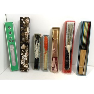 Vintage Folding Hand Fans Lot of 7 Lace Souvenir Hand Painted Carved with Boxes