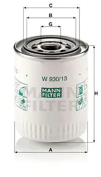 Filtre à huile Filtre vissé W 930/13 MANN-FILTER pour JAGUAR DAIMLER ROLLS-ROYCE - Photo 1/4