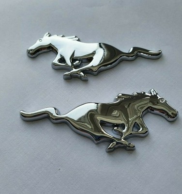 2x Ford Mustang Kotflügel Emblem Chrom Aufkleber Pferde Logo Abzeichen Fender