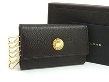 Bvlgari Leather 6 Consecutive Key Case Brown AT9047